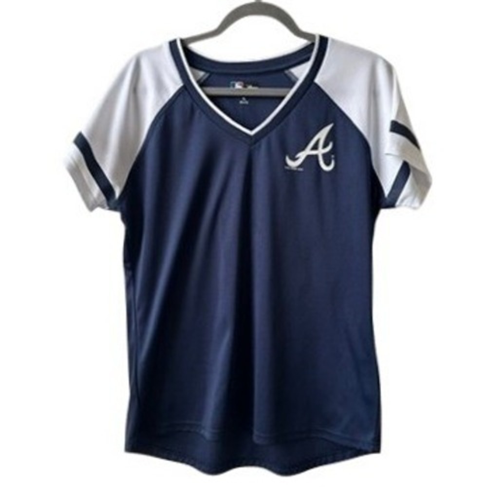 Atlanta Braves Baseball Jersey Tee Women's XL G-III 4her by Carl‎ Banks MLB